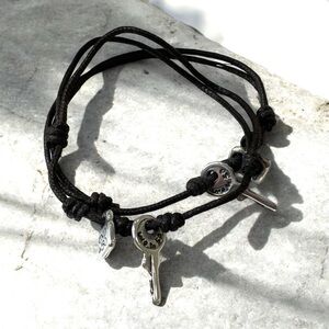 🩵6/$30 — Uno de 50 brown Cord Bracelet with Silver Key Charms